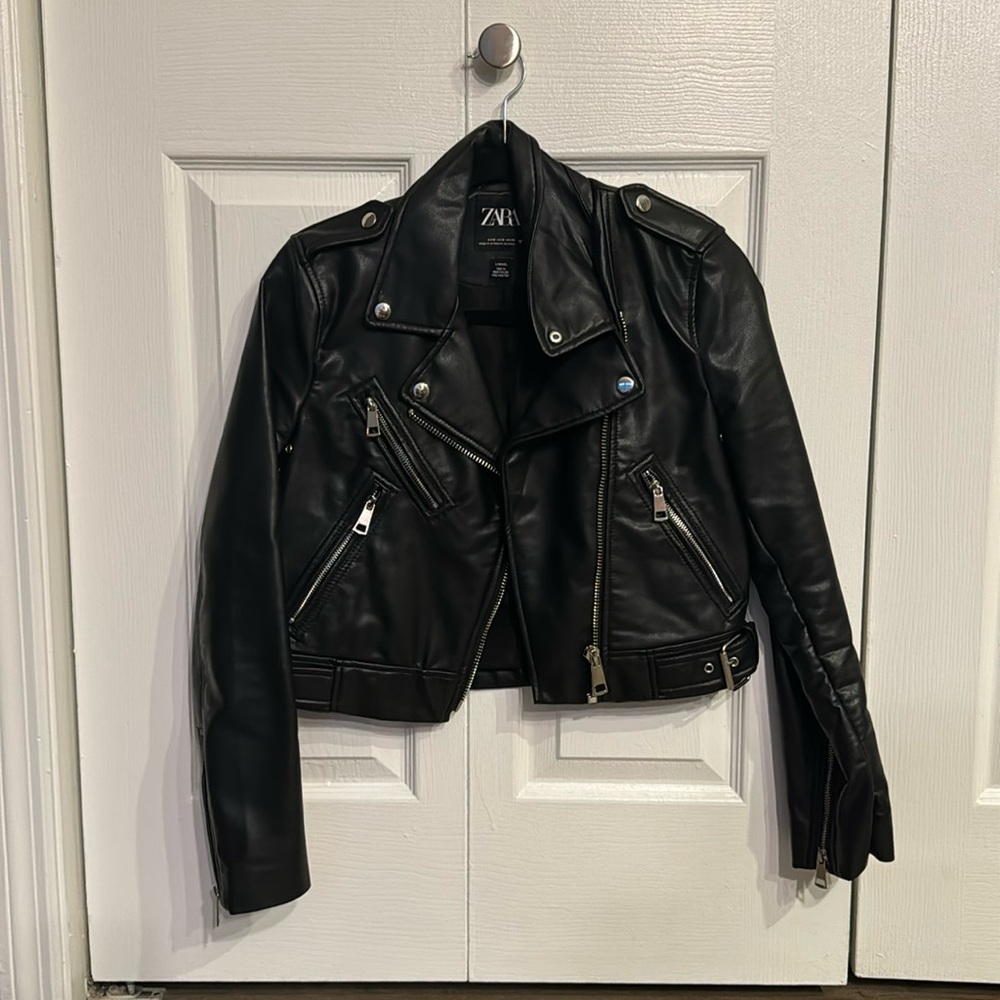 Zara Cropped Leather Jacket